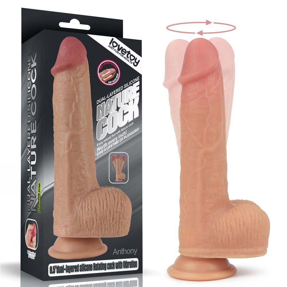 8,5&quot; DUBBELLAAGSE SILICONEN ROTERENDE ANTHONY VIBRATOR