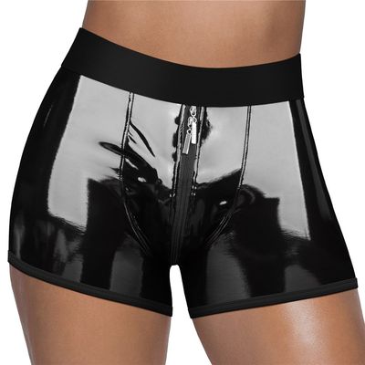 STRAP-ON SHORT BOXER VOOR MAN EN VROUW LAK ZWART