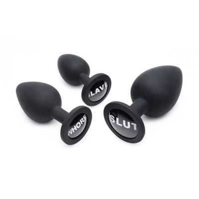 Dirty Words Silcone Anal Plug Set Black