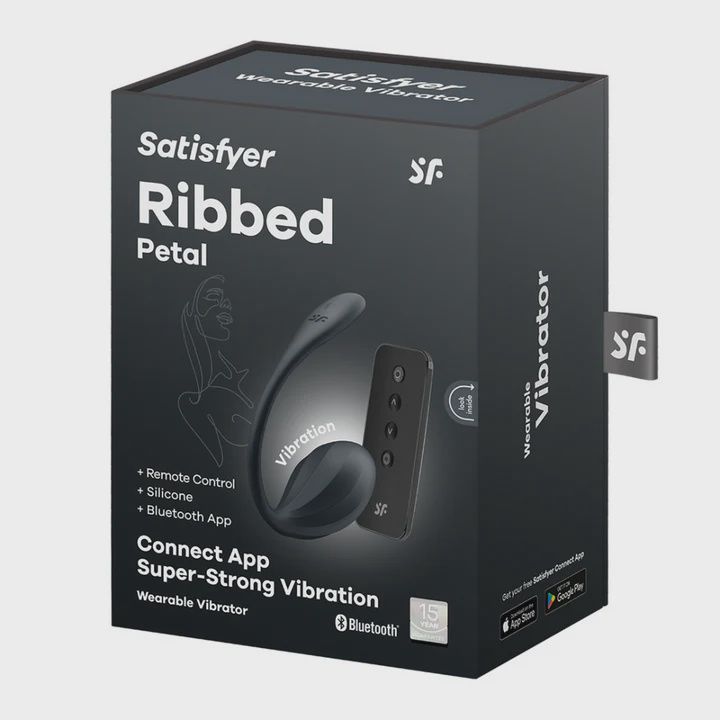 Geribbelde Petal Connect App - Draagbare Paar Vibrator Zwart
