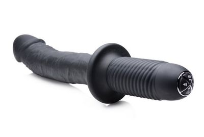 The Large Realistic Silicone Vibrator with Handle Black