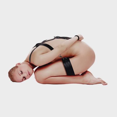 Lichaamsharnas met dij en handboeien - zwart