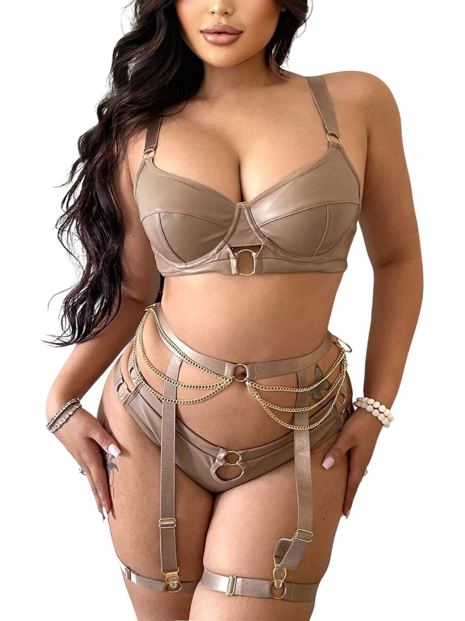 Jaretel Lingerieset Leer Private Collectie Bruin