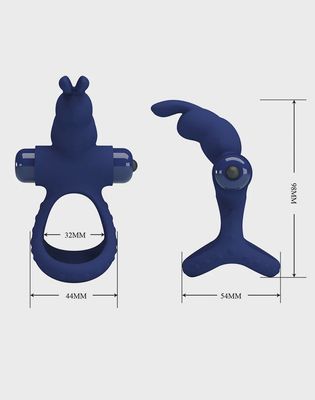 PrettyLove Luchito Rabbit Cock Ring Donkerblauw