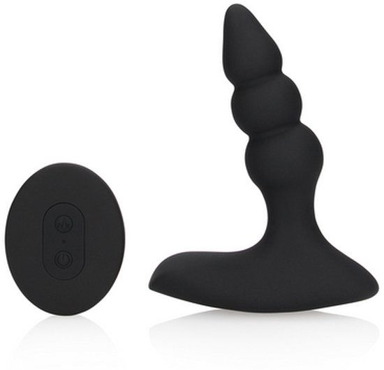 Beaded Vibrerende Anale Plug met Afstandsbediening Zoethout Zwart