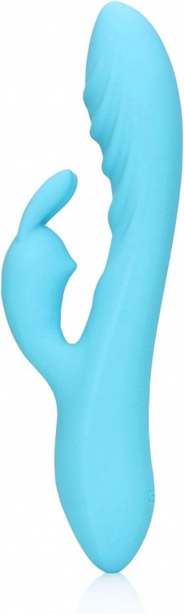 Geribbelde Ultra Zachte Siliconen Konijn Vibrator Glaciaal Blauw