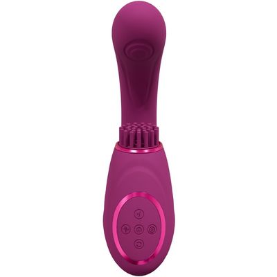 Gen  Triple Motor G-Spot Vibrator met Pulse Wave en Vibrerende Borstelharen  Roze