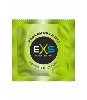 EXS Ribbed Dotted and Flared  Condoms  3 Pieces