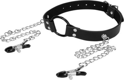 O ring gag met tepelklemmen