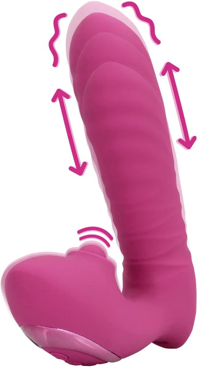 Thrusting and Tapping Vibrator Powerful Pink