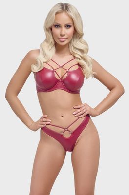Red bra set wetlook