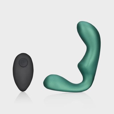 Puntige vibrerende prostaatstimulator met afstandsbediening - Metallic Groen
