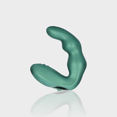 Gebogen Vibrerende Prostaatstimulator met Afstandsbediening  Metallic Groen