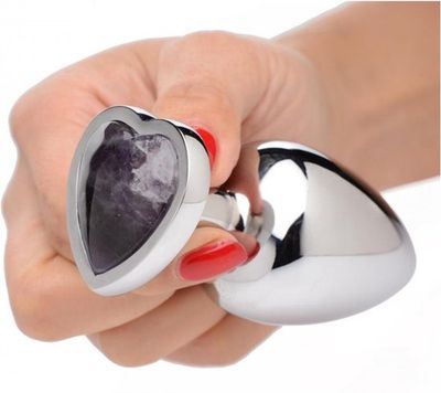 Gemstones Amethyst Heart Large Anal Plug