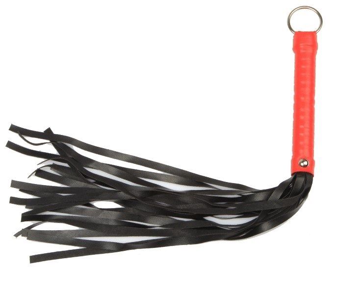 ZWEEP MET RING ZWART/ROOD 49 CM