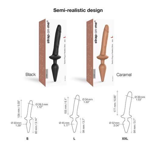 Strap-On-Me - Switch Plug-In - Dildo &amp; Buttplug - Zwart - Maat S