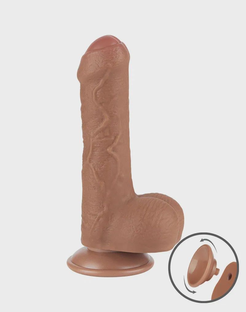 LoveToy - Sliding Skin Dildo 18,3 cm (Ø 3,5 cm) - Bruin