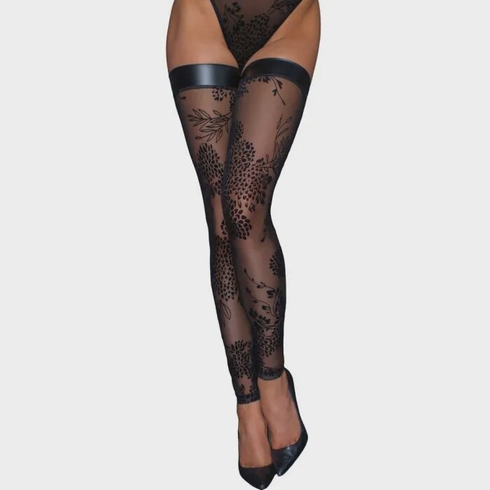 Overknees fluwelen flockprint