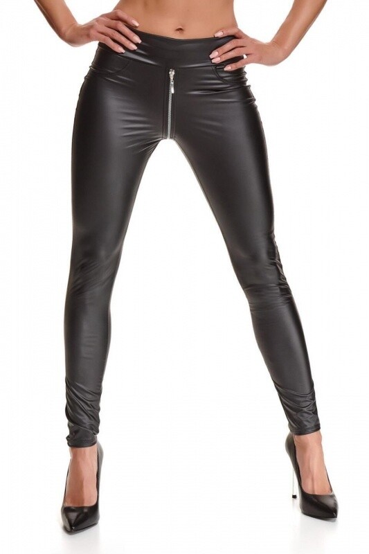 Legging Leatherlook - Wetlook Rits