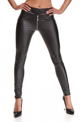 Legging Leatherlook - Wetlook Rits