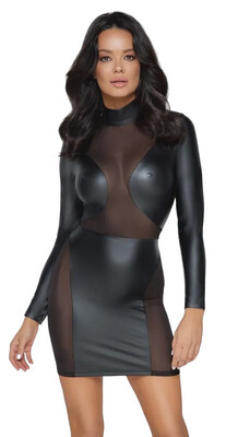 Wetlook Stijlvol Mini Jurk Open