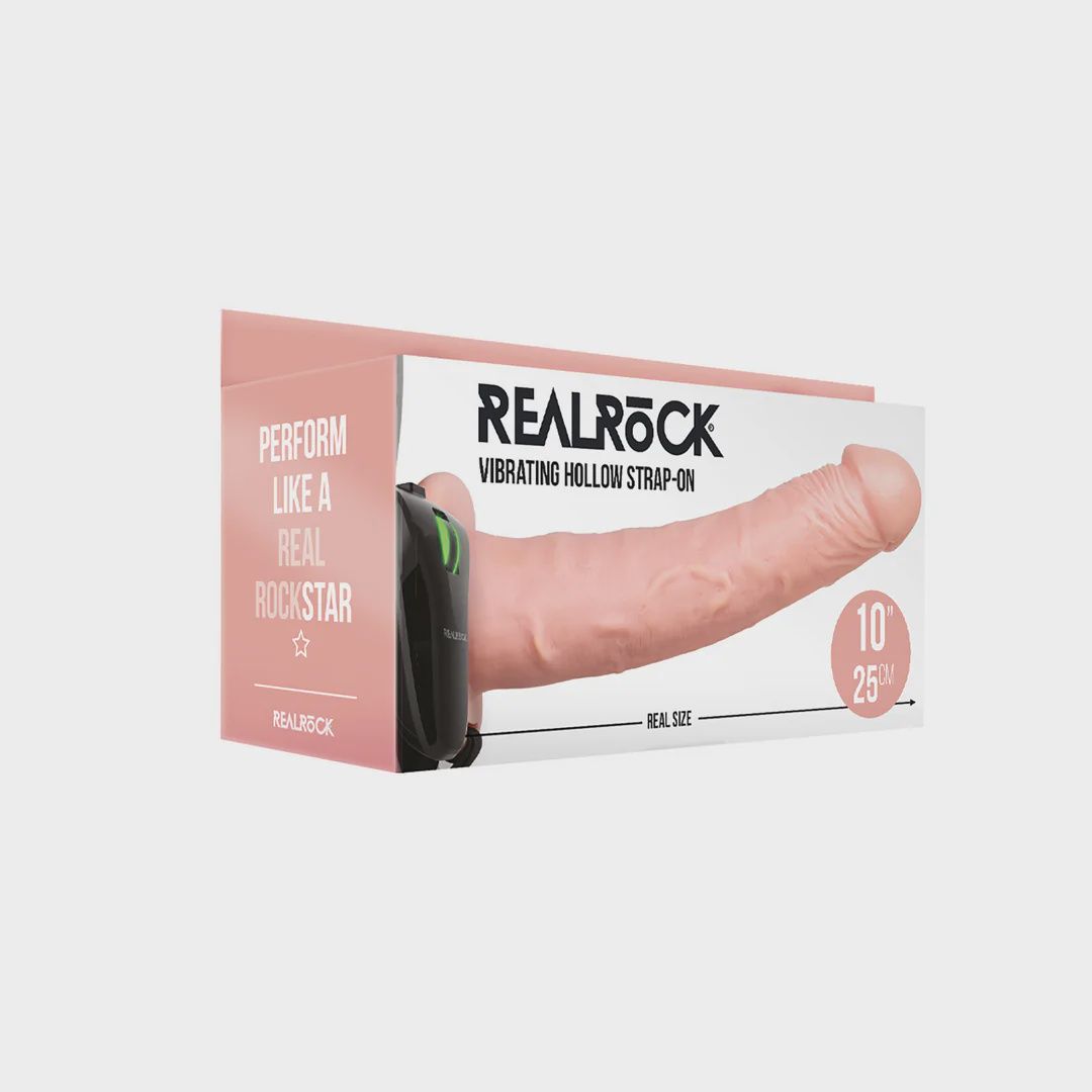 Vibrerende Holle Strap-On zonder Balletjes 10" / 24,5 cm