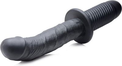 The Large Realistic Silicone Vibrator with Handle Black