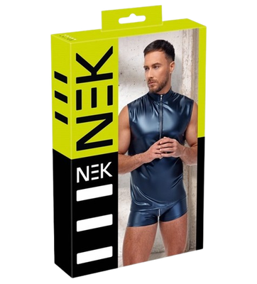 Nek Metallic Wetlook Mannen Shirt Mat