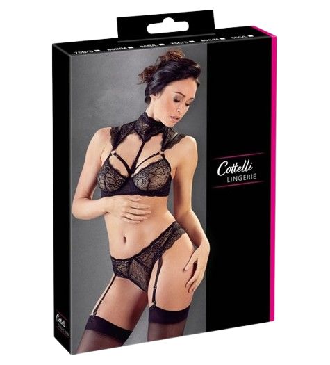 Cottelli Lingerie Set met Kanten Afwerking en Jarretelbanden