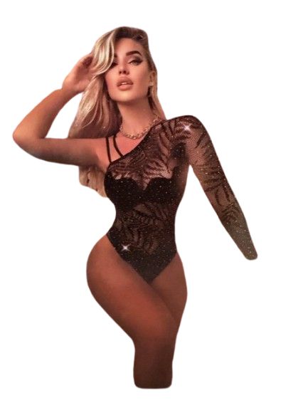 Vivi Dessous Black Sparkle Body One Shoulder