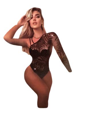 Vivi Dessous Black Sparkle Body One Shoulder