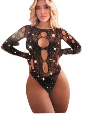 Vivi Dessous Sparkle Cut-Out Statement Body – Black