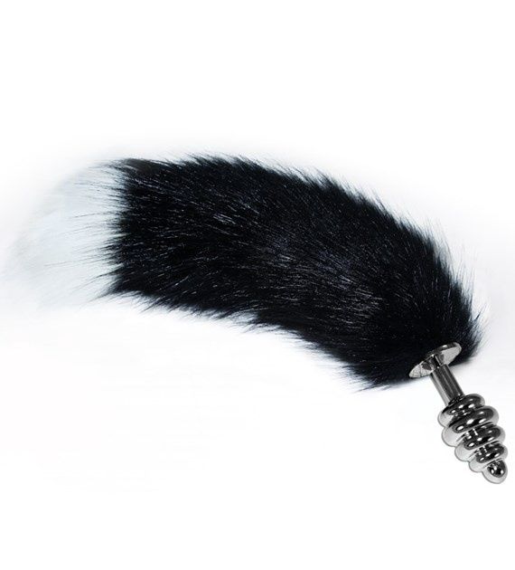 LoveToy Buttplug Met Staart Zwart/Wit