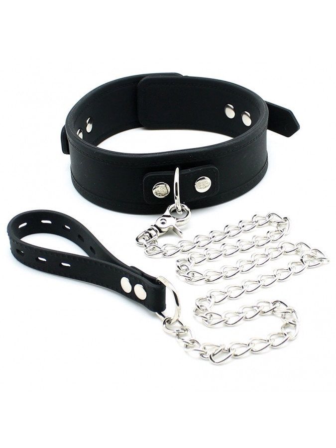 Rimba - Brede silicone halsband met hondenketting
