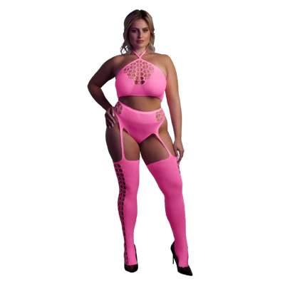 Ouch! 2-Delige Set Met Croptop Neon Pink