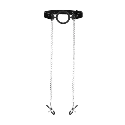 Ouch! O-Ring Gag Met Tepelklemmen
