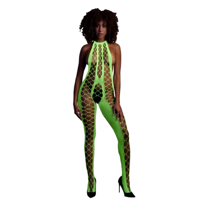 Bodystocking with Halterneck - One Size - Neon Green