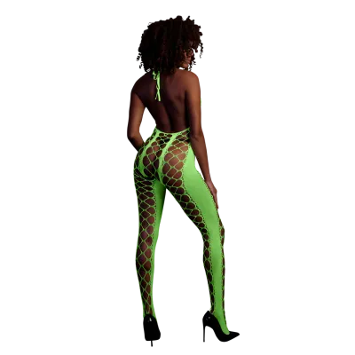 Bodystocking with Halterneck - One Size - Neon Green