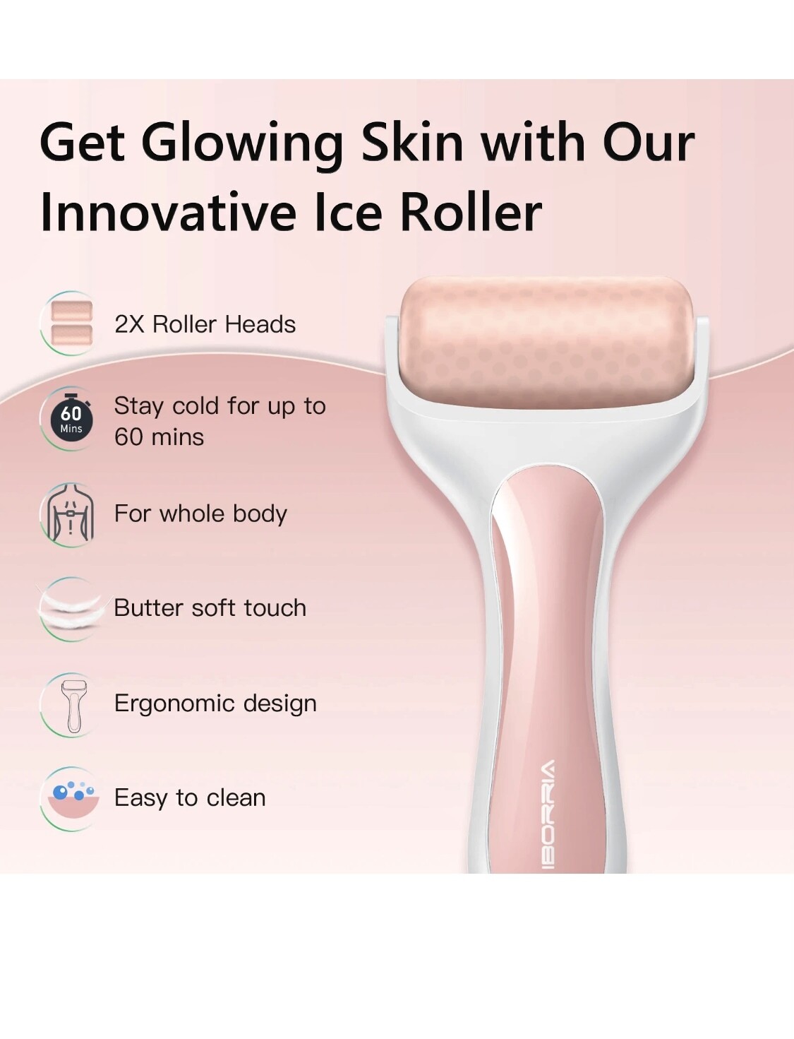 Ijs Roller Massage - Ijsroller + extra roller - Ergonomische ijs roller - Derma massage roller