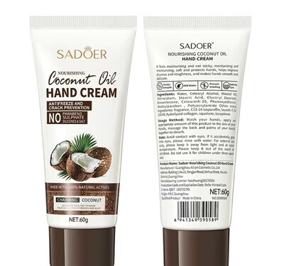 Beschermende Hand Crème - Hand Crème Met CocosNoot Olie - Tube Hand Crème- 60 Gr - Fluweel zachte handen - verzorging handen - Herstellende hand crème - beschermende handcrème - verzorgende hand crèm