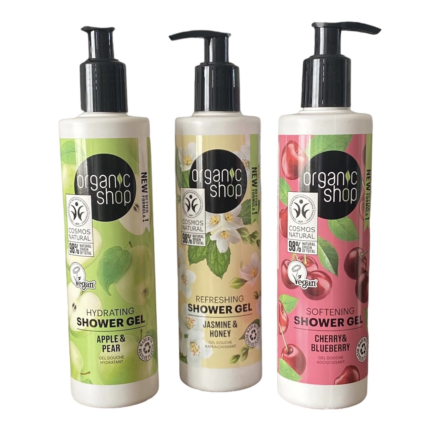 Douchegel 3 stuks - Organic shop Natuurlijke douchegel- Hydraterende Body Wash - Organische bio Douchegel - verzorgende douchegel - 280 ml