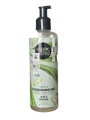 Reinigingsgel Aloe &amp; Avocado- Organic shop - Natuurlijke  - bio -  gezicht reiniging gel - alle huidtypes  - Aloe en Avocado -  200ml