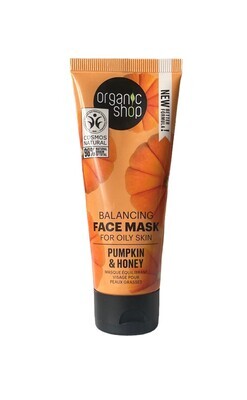 Skincare acne en puistjes. Organisch Balancing gezichtsmasker voor vette huid met pompoen en honing. 75 ml