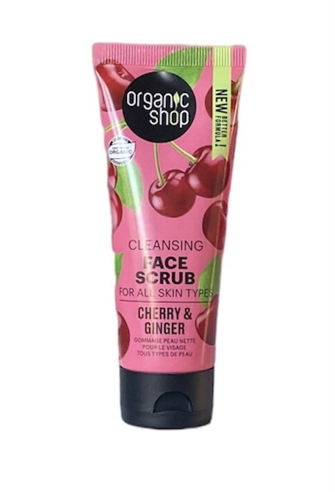 Organic Shop Gezicht Scrub Met Cherry &amp; Ginger -  unisex face scrub -Frisse blozende diep gereinigde huid -  Organische,  natuurlijke reinigings- gezichts- Scrub Cherry &amp; Ginger  - 75ml