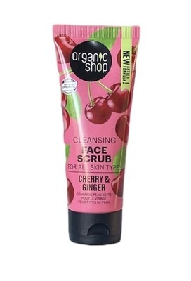 Organic Shop Gezicht Scrub Met Cherry &amp; Ginger -  unisex face scrub -Frisse blozende diep gereinigde huid -  Organische,  natuurlijke reinigings- gezichts- Scrub Cherry &amp; Ginger  - 75ml