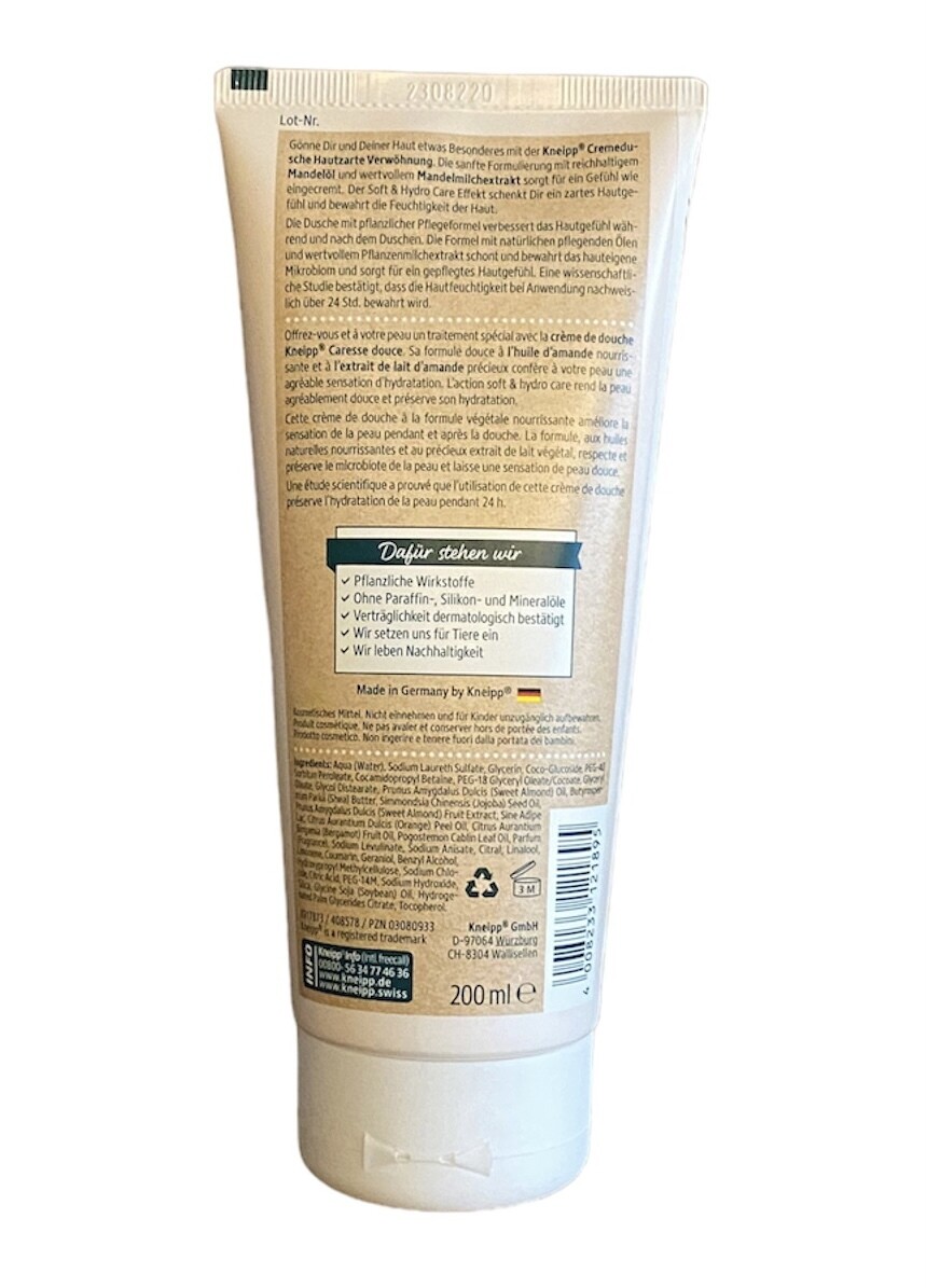 Kneipp Douche crème Zachte Huid - Natuurlijke douchegel voor zachte huid - douchecrème met amandelmelk