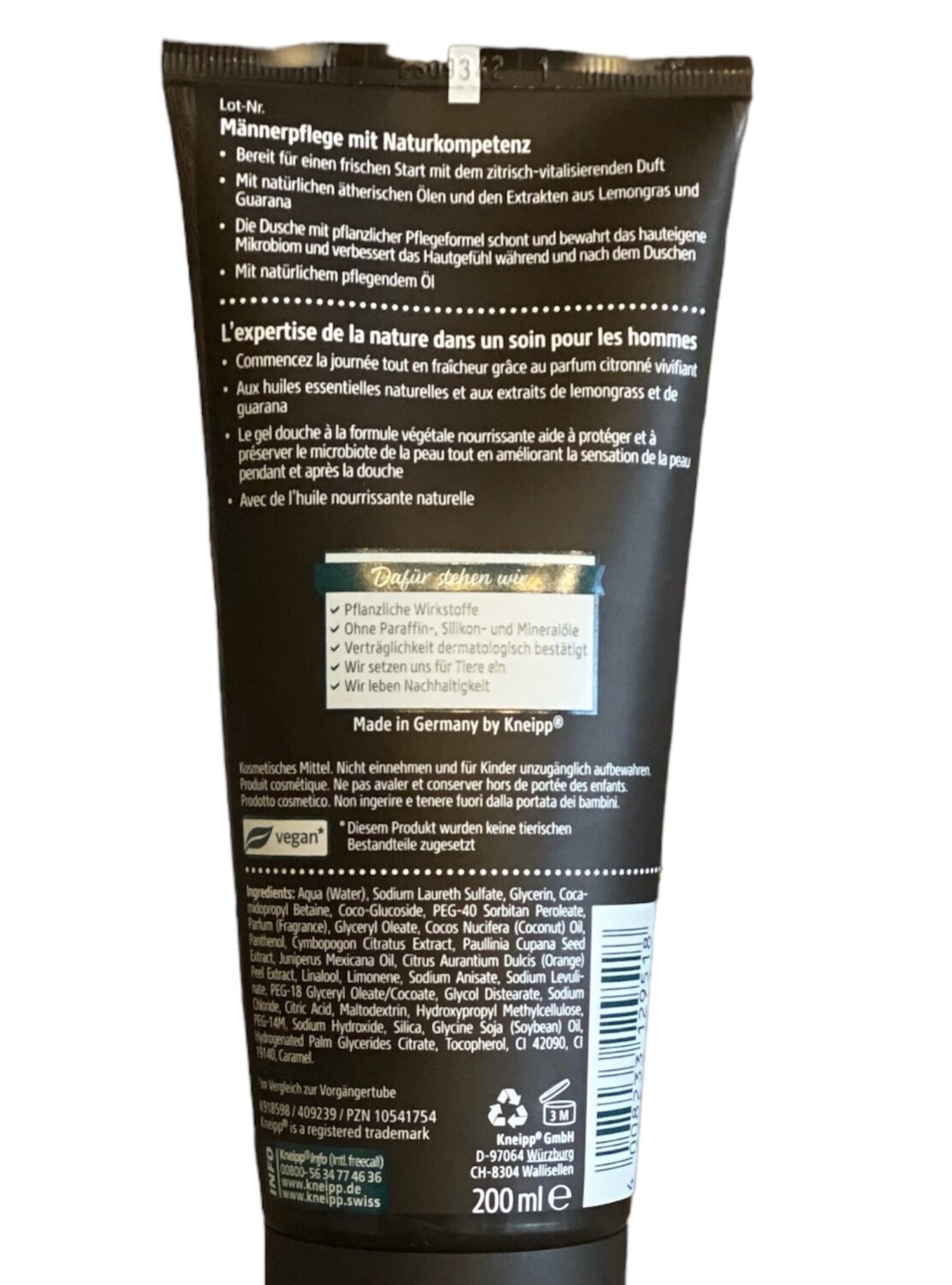 Kneipp Douchegel Startklaar Voor Mannen - Startklaar 2 in 1 douchegel voor mannen - Verzorgende douchegel met lemongras voor mannen.
