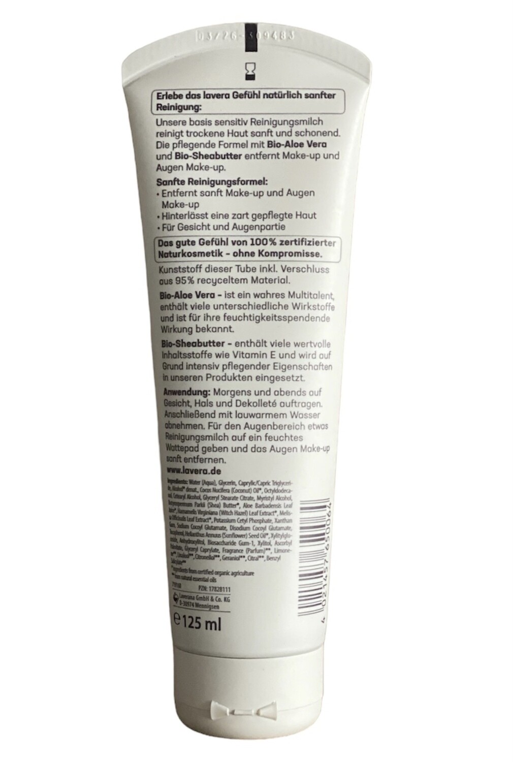 Reiniging Melk Gevoelige Huid - Basis sensitiv natuurlijke Bio- reinigingsmelk met Aloë Vera en Sheabutter voor droge, gevoelige of normale huid.
