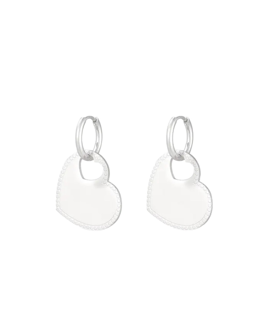 Oorbellen met hart Bedel - 2 kleuren, goud of zilver - Stainless steel oorbellen