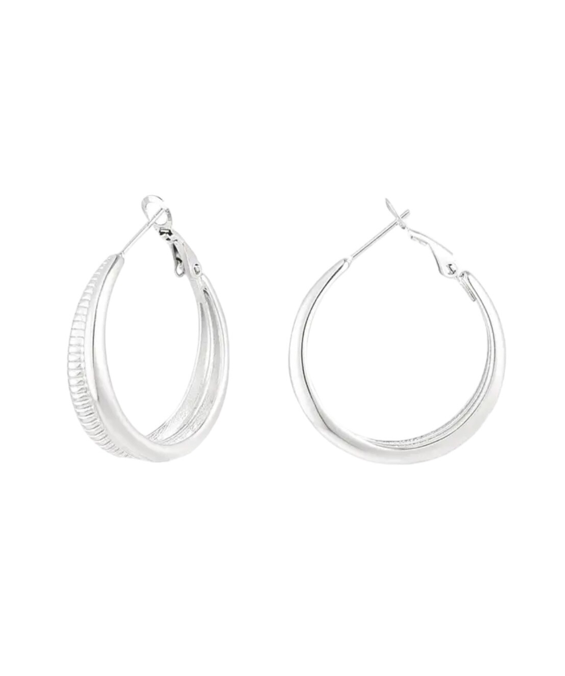 Hoops Met Print Hoops - Ring Oorbellen met print - Stainless steel Oorbellen - goud of zilver Kleurig